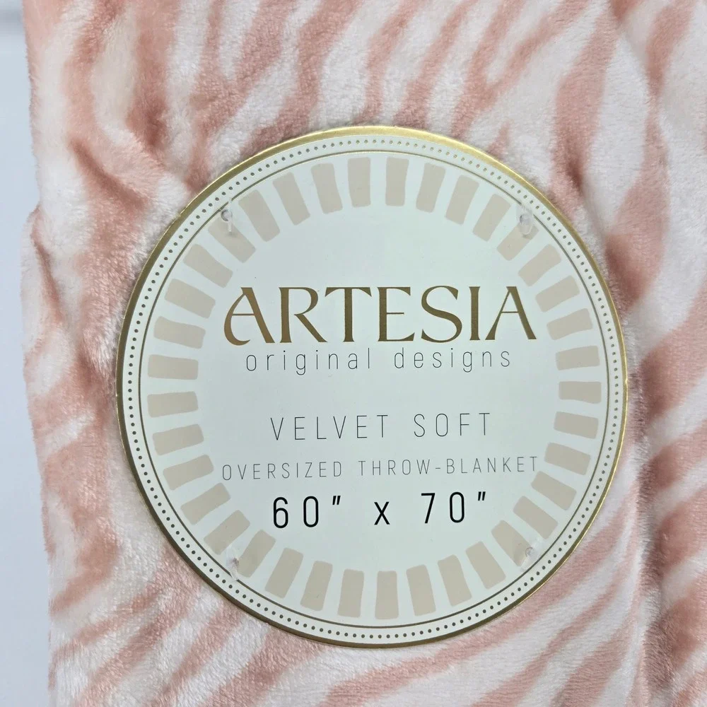 Artesia Throw Blanket 60x70 Pink Zebra Velvet Soft Oversized Plush Bedding